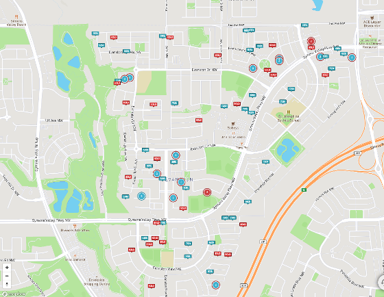 Evanston Calgary map